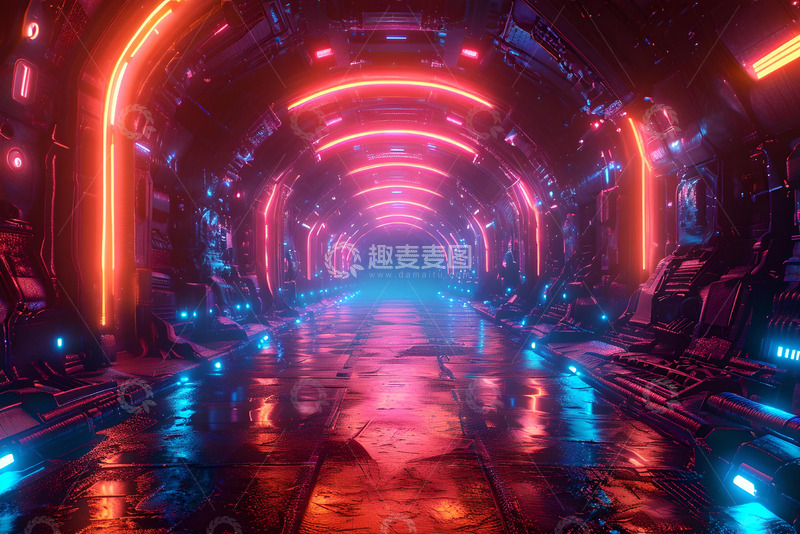 高清大图下载【趣麦麦图】霓虹灯科幻背景素材 (9)