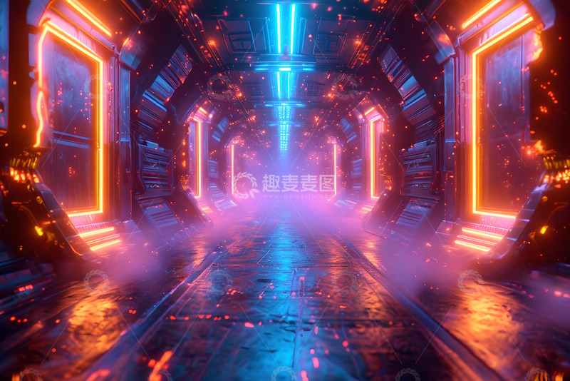 高清大图下载【趣麦麦图】霓虹灯科幻背景素材 (4)