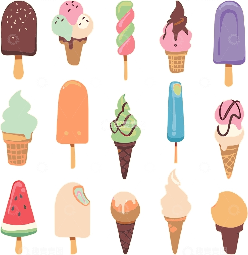 源文件下载【趣麦麦图】卡通冰激凌矢量图