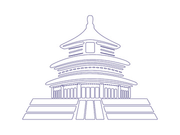 天坛祈年殿宫殿建筑线稿简笔画