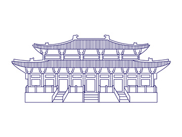 故宫宫殿建筑线稿房屋线描建筑物