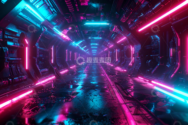 高清大图下载【趣麦麦图】霓虹灯科幻背景素材 (3)
