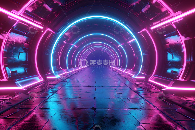 高清大图下载【趣麦麦图】霓虹灯科幻背景素材 (6)