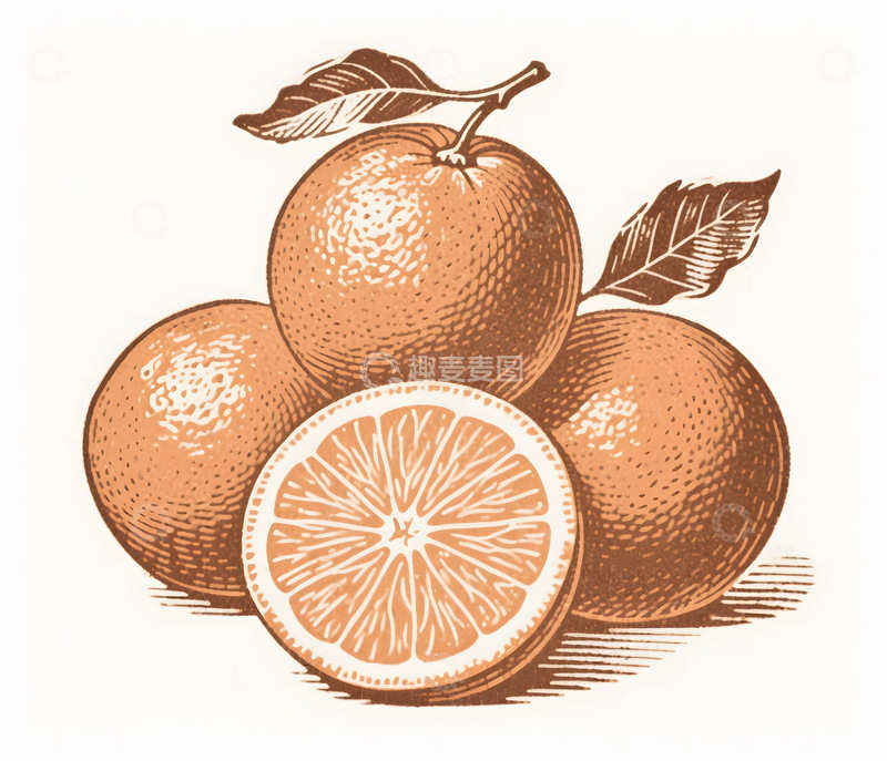高清大图下载【趣麦麦图】橙子手绘插画