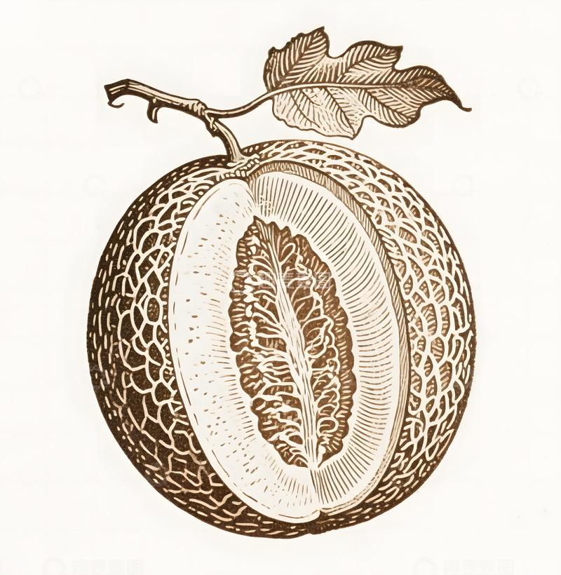 高清大图下载【趣麦麦图】哈蜜瓜手绘插图