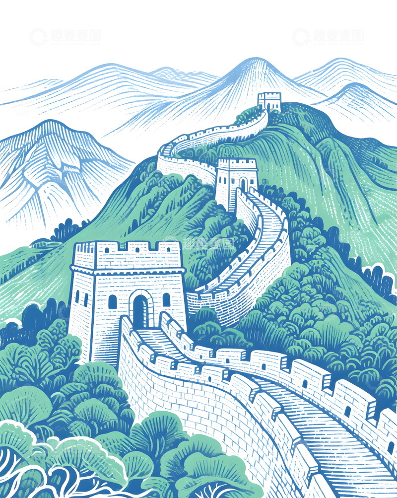 长城手绘插画图