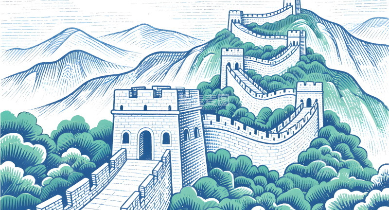 长城手绘插画