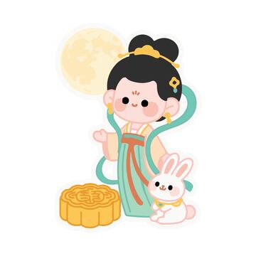 嫦娥和月兔月饼卡通人物