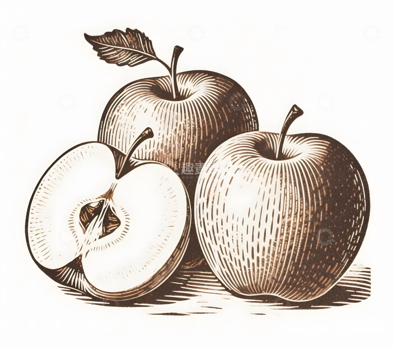 高清大图下载【趣麦麦图】苹果手绘插画