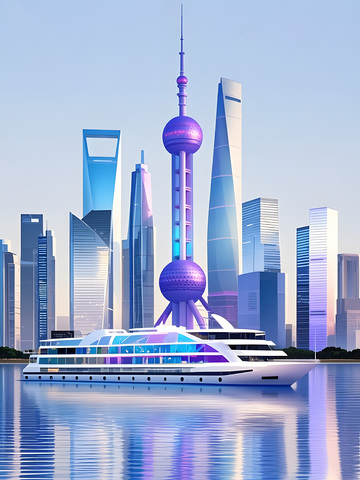 上海浦东建筑地标图