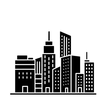 城市建筑剪影黑色图标