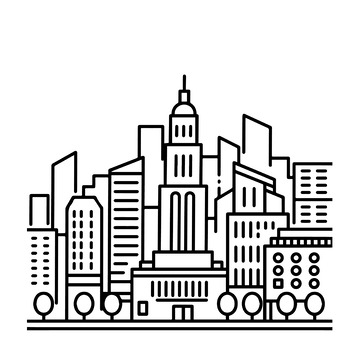 城市建筑线稿景观图标