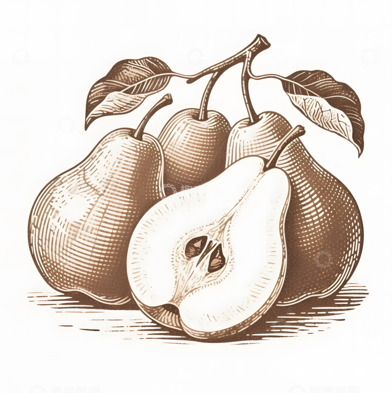 高清大图下载【趣麦麦图】梨子手绘插画插图