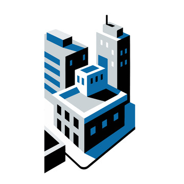 城市建筑立体几何图标