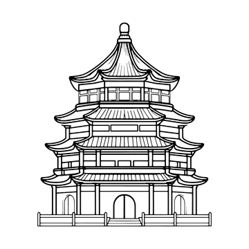 简约塔楼角楼线稿装饰
