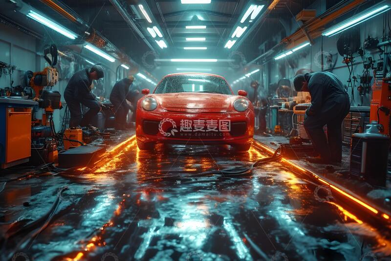 高清大图下载【趣麦麦图】修理工正在修理汽车。_1