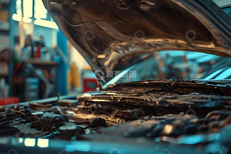 高清大图下载【趣麦麦图】修理工正在修理汽车。_2