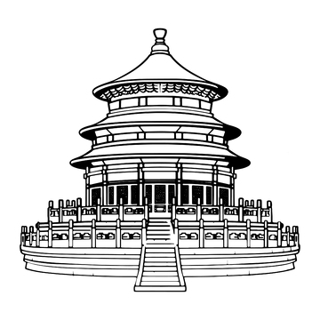 简约天坛建筑线稿