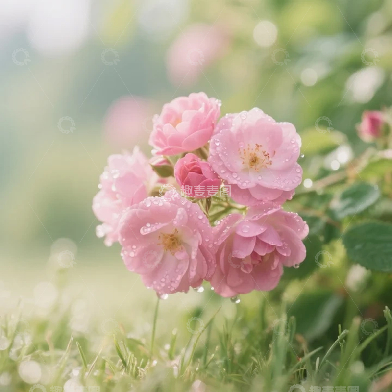 高清大图下载【趣麦麦图】带露水的蔷薇花