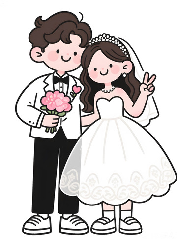 婚礼新人插画
