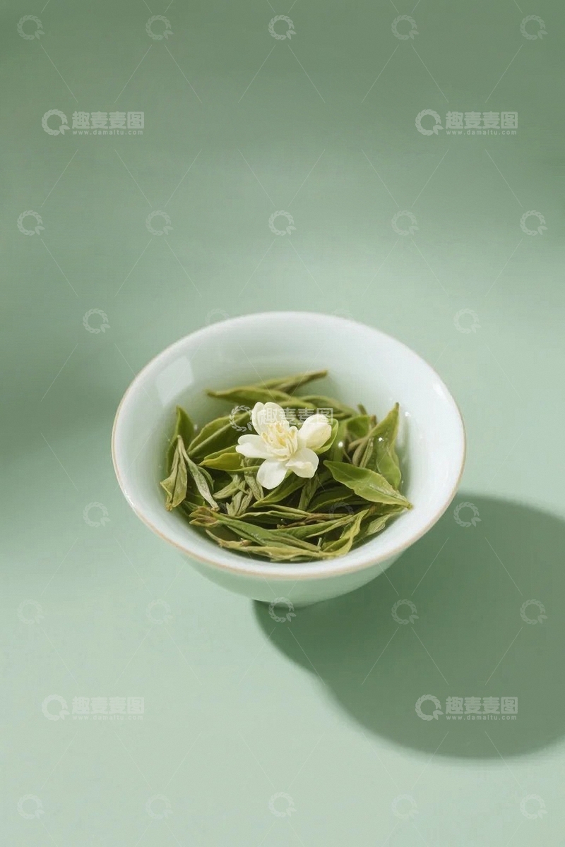 高清大图下载【趣麦麦图】绿茶茉莉花茶