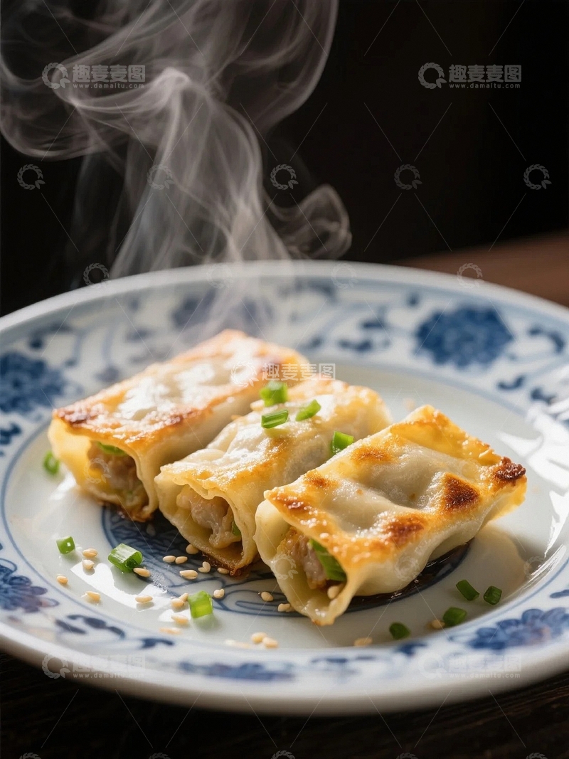 高清大图下载【趣麦麦图】冒着热气美味锅贴-4