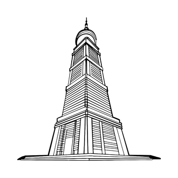 黑白高楼大厦建筑线稿