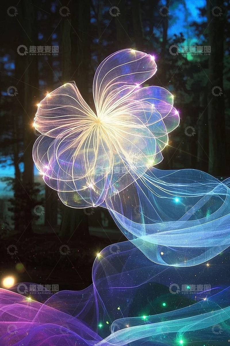 高清大图下载【趣麦麦图】赛博朋克植物花朵2