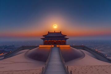 甘肃敦煌鸣沙山月牙泉景观_1