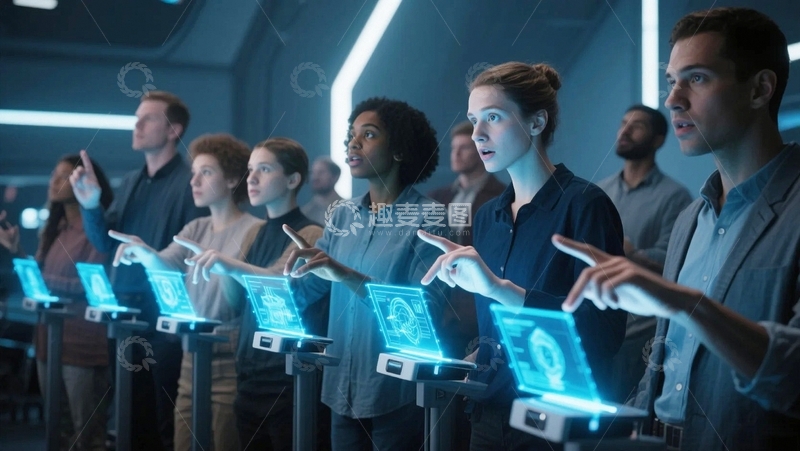 高清大图下载【趣麦麦图】人形AI与人类互动3