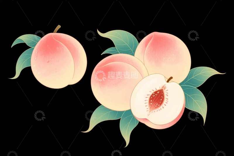 高清大图下载【趣麦麦图】水彩蜜桃的夏日清甜3