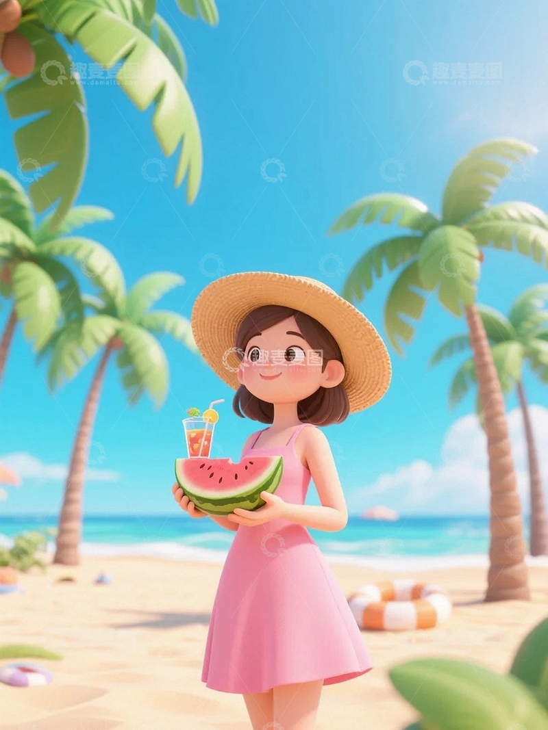 高清大图下载【趣麦麦图】夏日海边度假人物5