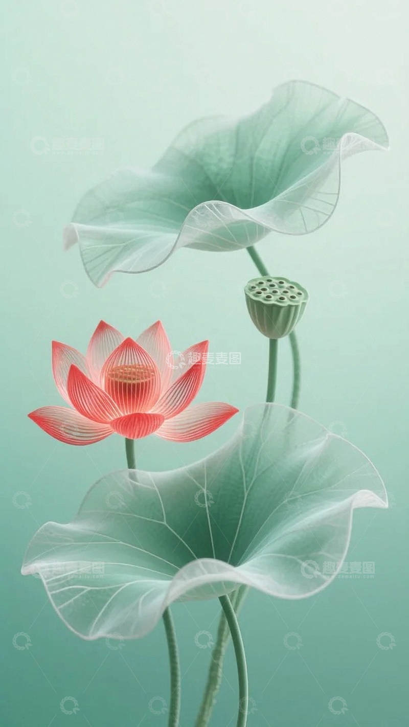 高清大图下载【趣麦麦图】水墨风荷韵东方美7