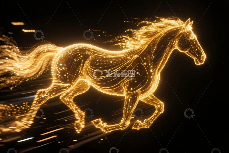 高清大图下载【趣麦麦图】光影交织的骏马奔腾5