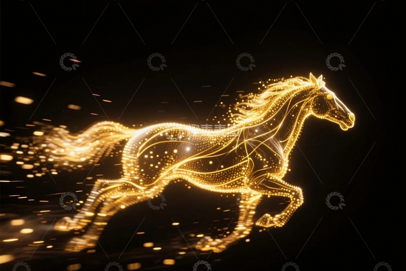 高清大图下载【趣麦麦图】光影交织的骏马奔腾1