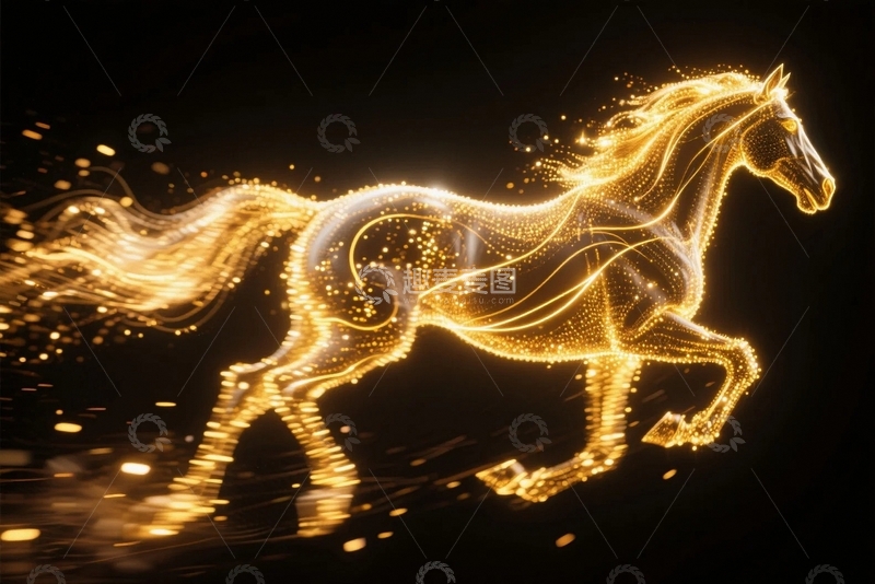 高清大图下载【趣麦麦图】光影交织的骏马奔腾6