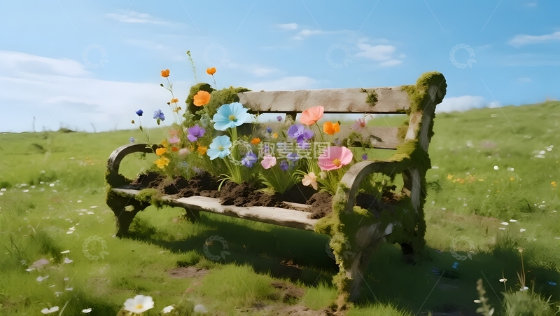 高清大图下载【趣麦麦图】繁花满椅，绿野静美