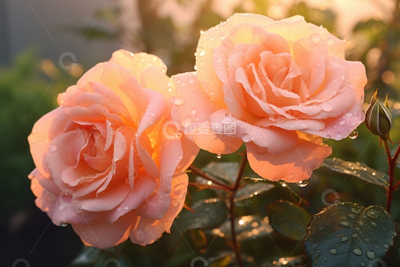 高清大图下载【趣麦麦图】盛开的粉色月季植物