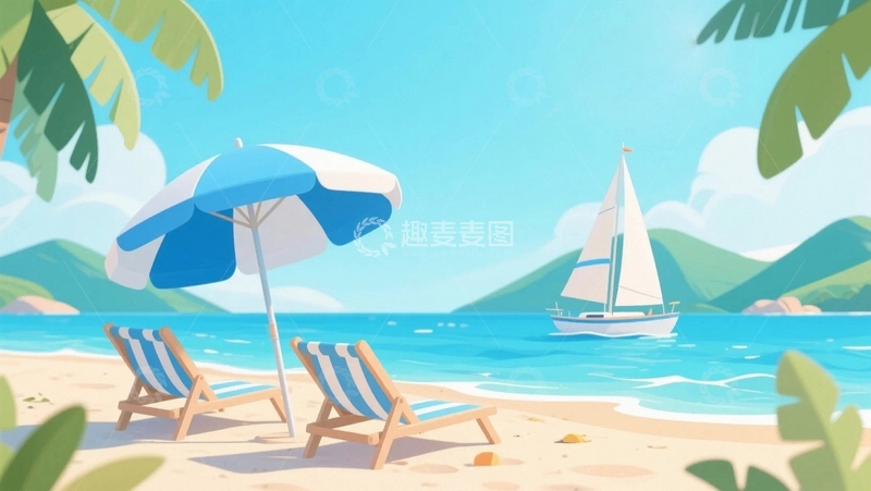 高清大图下载【趣麦麦图】夏日海滩度假的惬意时光