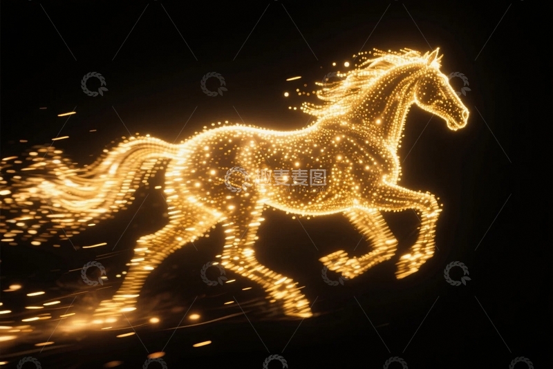 高清大图下载【趣麦麦图】光影交织的骏马奔腾7