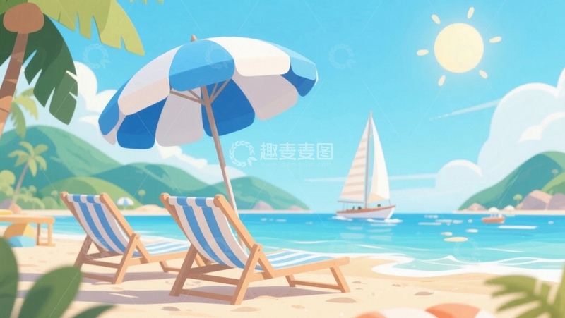 高清大图下载【趣麦麦图】夏日海滩度假的惬意时光3