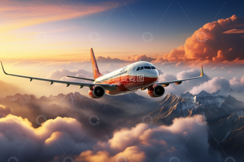 高清大图下载【趣麦麦图】一架飞机飞行在天空