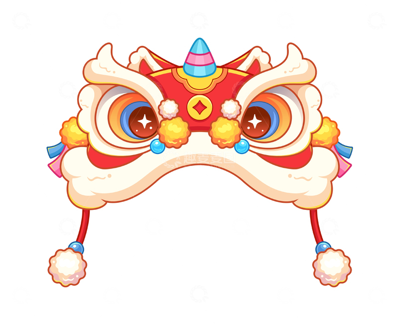 源文件下载【趣麦麦图】-新年喜庆醒狮帽插画12