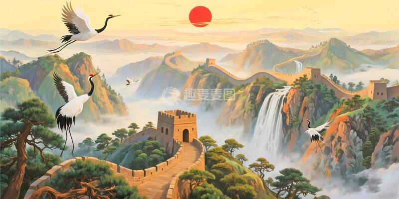 高清大图下载【趣麦麦图】国画中堂山水画