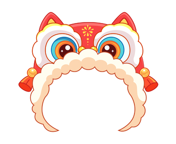 新年喜庆醒狮帽插画