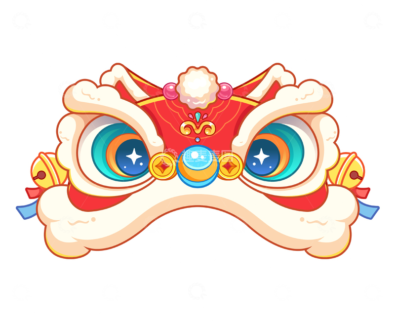 源文件下载【趣麦麦图】-新年喜庆醒狮帽插画1