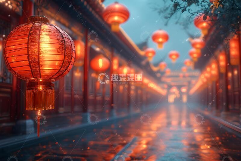 高清大图下载【趣麦麦图】传统喜庆节日的中国风建筑背景_6
