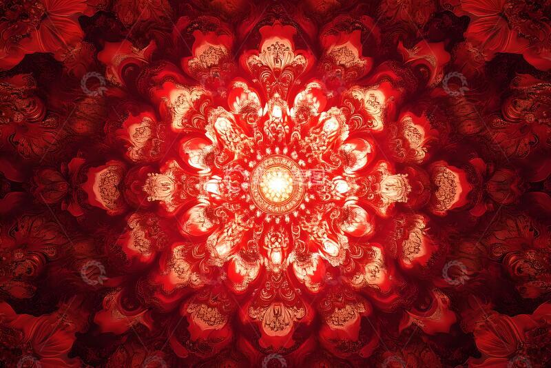 高清大图下载【趣麦麦图】传统纹样花纹红色底纹背景_8