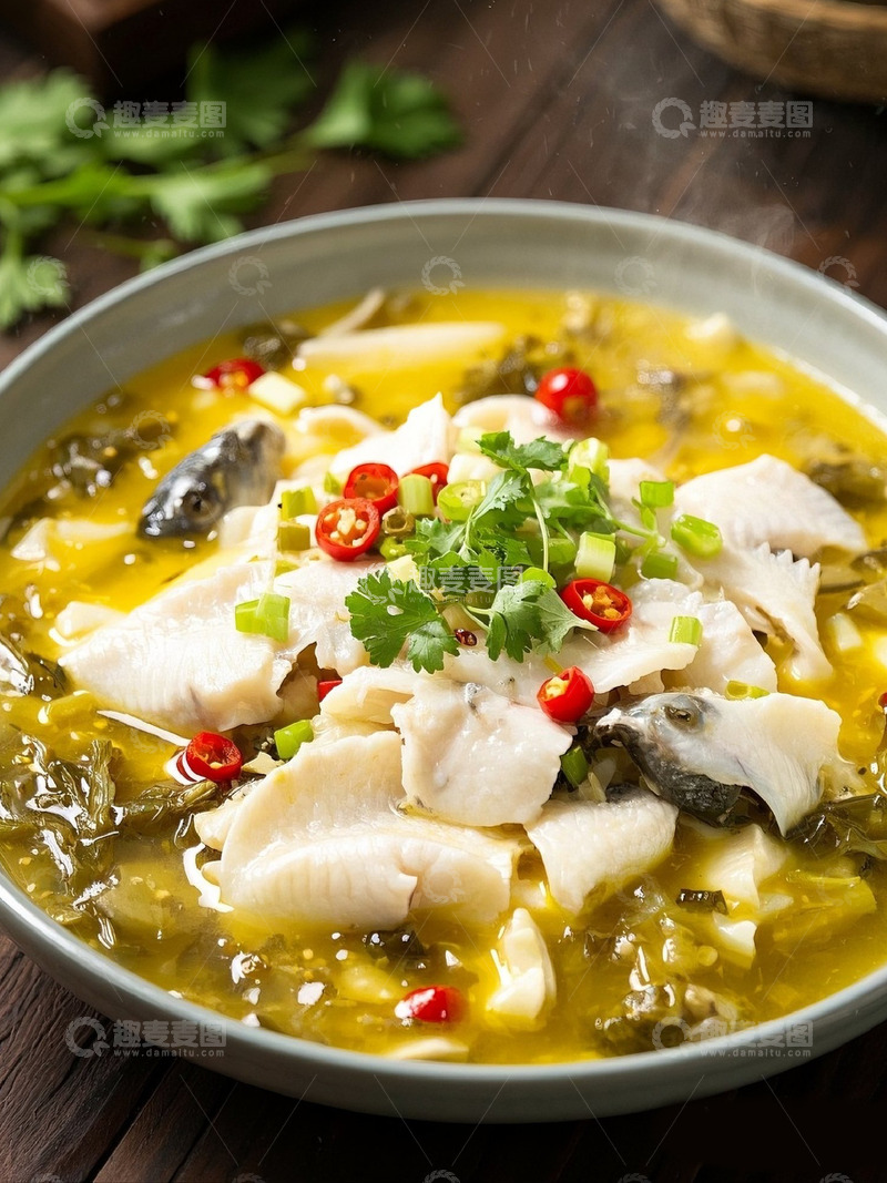 高清大图下载【趣麦麦图】一盘酸菜鱼美食特写摄影