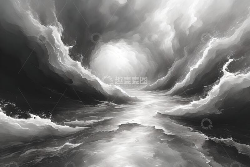 高清大图下载【趣麦麦图】抽象水彩黑白艺术绘画背景_1